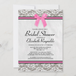 Pink Black Pays dentelle nuptiale Invitations de d