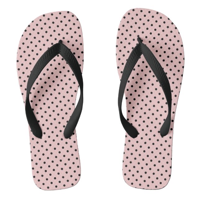 Pink Black Polak Dot Flip Flops (Fußbett)