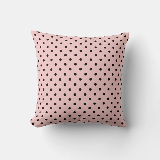 Pink Black Polak Dot Kissen (Vorderseite)