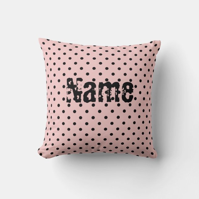 Pink Black Polak Dot Kissen (Vorderseite)