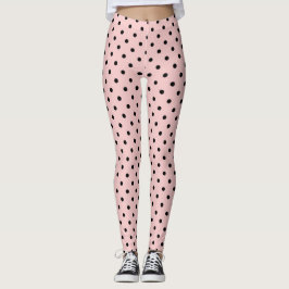 Pink Black Polak Dot Leggings