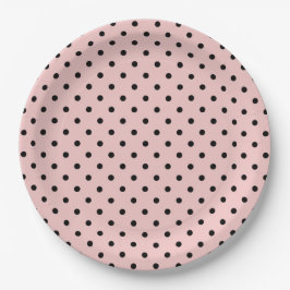 Pink Black Polak Dot Pappteller