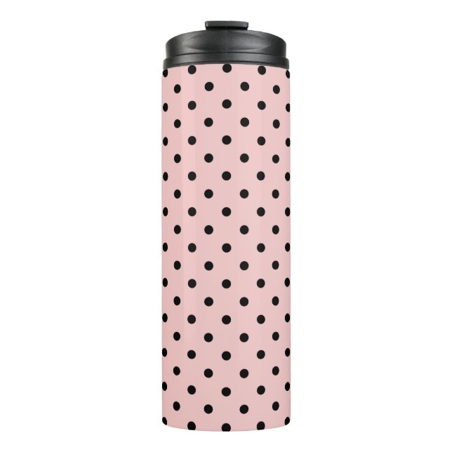 Pink Black Polak Dot Thermosbecher (Vorderseite)