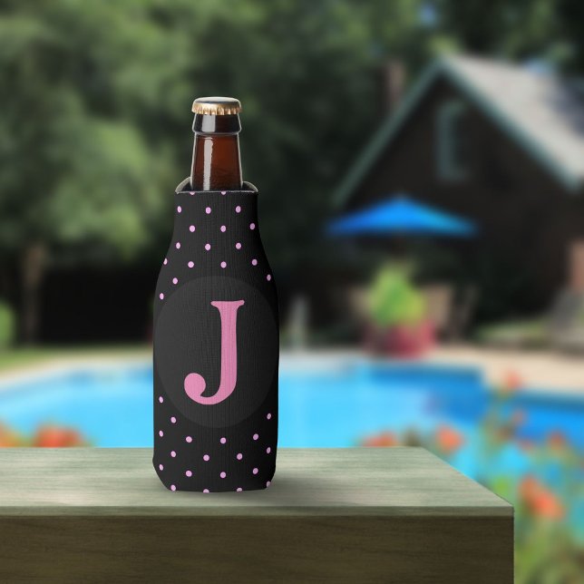 PINK BLACK POLKA DOTS CUSTOM ERSTE FLASCHE COOLER FLASCHENKÜHLER (Von Creator hochgeladen)