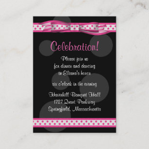 Pink Black Polka Dots Ribbon Bat Mitzvah Empfang Begleitkarte
