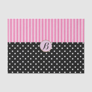Pink Black Polka Dots Stripes Modern Paris Chic Seidenpapier