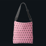 Pink Black Polka Dots Tragetaschen Mit Langen Trägern<br><div class="desc">Hübsche umkehrbare Leoparden sehen schwarze Polka Punkte auf rosa Hintergrund aus. Frische lustige trendige geometrische Muster Frauentaschen Mode. Original Designs © TamiraZDesign. www.zazzle.com/tamirazdesigns</div>