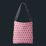 Pink Black Polka Dots Tragetaschen Mit Langen Trägern<br><div class="desc">Hübsche umkehrbare Leoparden sehen schwarze Polka Punkte auf rosa Hintergrund aus. Frische lustige trendige geometrische Muster Frauentaschen Mode. Original Designs © TamiraZDesign. www.zazzle.com/tamirazdesigns</div>