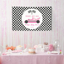 Pink Black Race Auto Ready Set Go Baby Dusche
