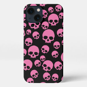 Pink Black Random Skulls Muster iPhone Hülle