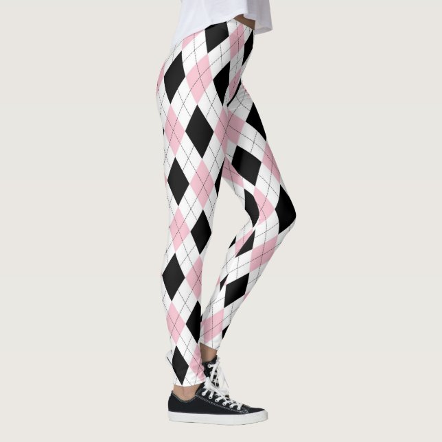 Pink Black Raute Girl Pattern Trendy Mode Leggings (Rechts)