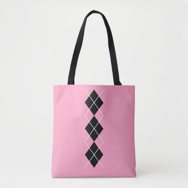 Pink Black Raute Tot Bag Tasche (Vorderseite)