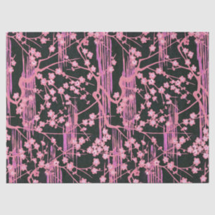 PINK BLACK SAKURA BLUME Japanisches Blumenmuster Seidenpapier