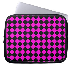 Pink Black Schachbrett Diamond Pattern Laptopschutzhülle