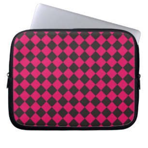 Pink Black Schachbrett Diamond Pattern Laptopschutzhülle