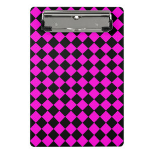 Pink Black Schachbrett Diamond Pattern Mini Klemmbrett