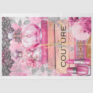 Pink & Black Shabby Glam Couture Decodipage Paper Seidenpapier