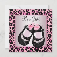 Pink Black Shoes Pink Leopard Baby Girl Dusche