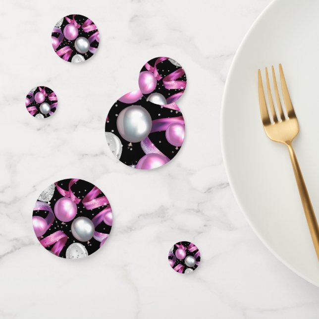 Pink Black Silver Glitzer Geburtstagsparty Konfetti (Gruppe)
