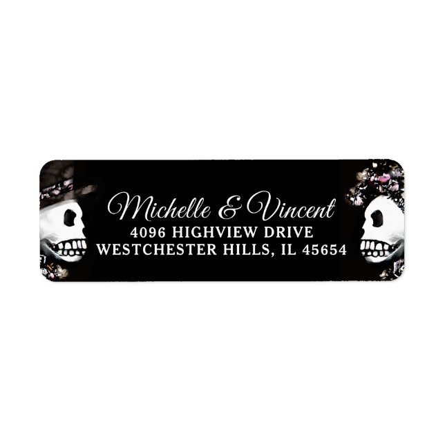 Pink & Black Skeleton Custom Small Wedding Address (Vorne)