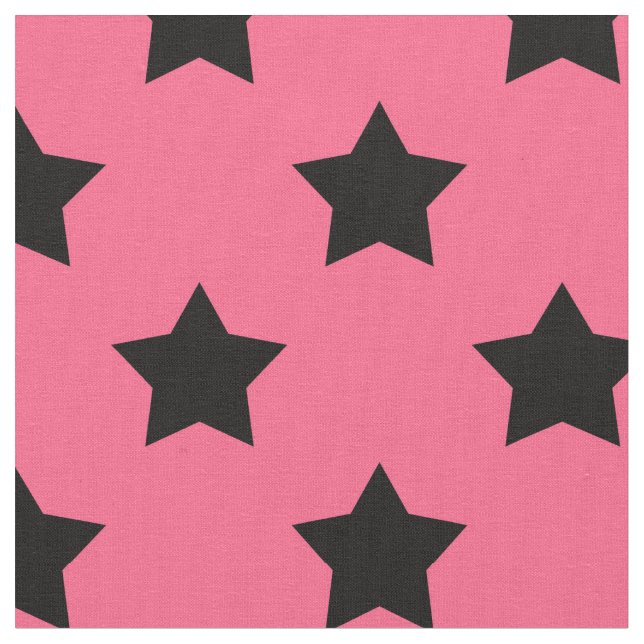 Pink Black Stars Muster dekorative Textil Stoff (Nahaufnahme)