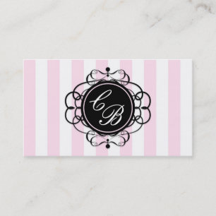 Pink & Black Streifen Chic Boutique Business Card Visitenkarte