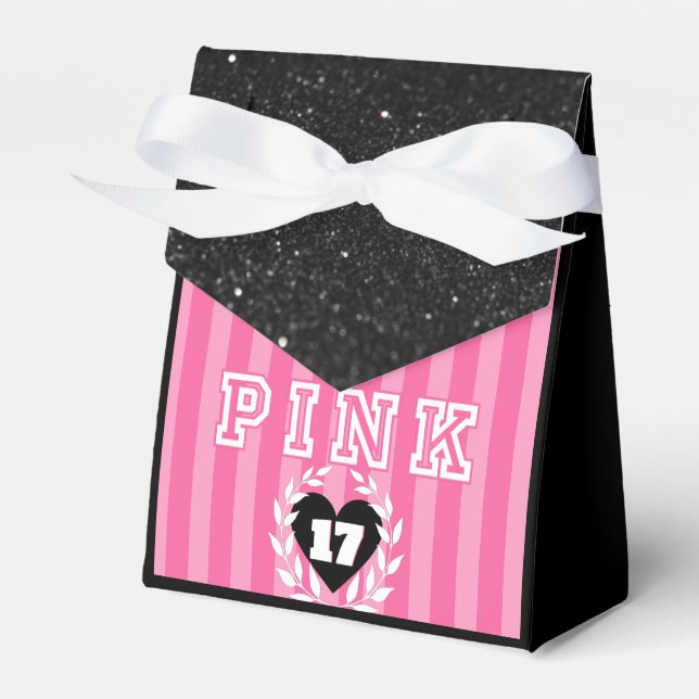 PINK Black Stripes Girly Birthday/Slumber Party Geschenkschachtel (Vorderseite)