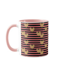 Pink & Black Stripes Valentine Mug