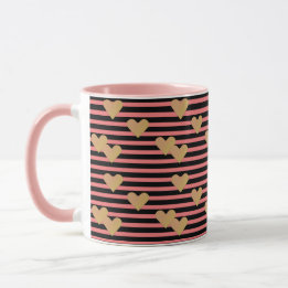Pink & Black Stripes Valentine Mug