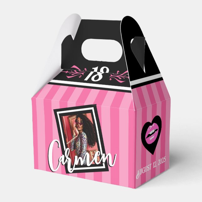 Pink & Black Sweet Heart Pink Wellness-Center Foto Geschenkschachtel (Vorderseite)