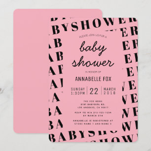Pink Black Trendy Moderne Babydusche Einladung