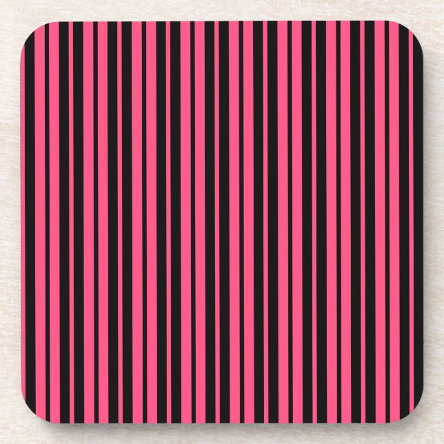Pink Black Vertical Stripes Design Getränkeuntersetzer (Vorderseite)
