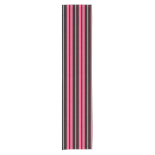 Pink Black Vertical Stripes Design Kurzer Tischläufer