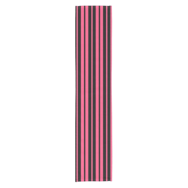 Pink Black Vertical Stripes Design Kurzer Tischläufer (Vorderseite)