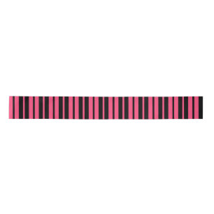 Pink Black Vertical Stripes Design Satinband