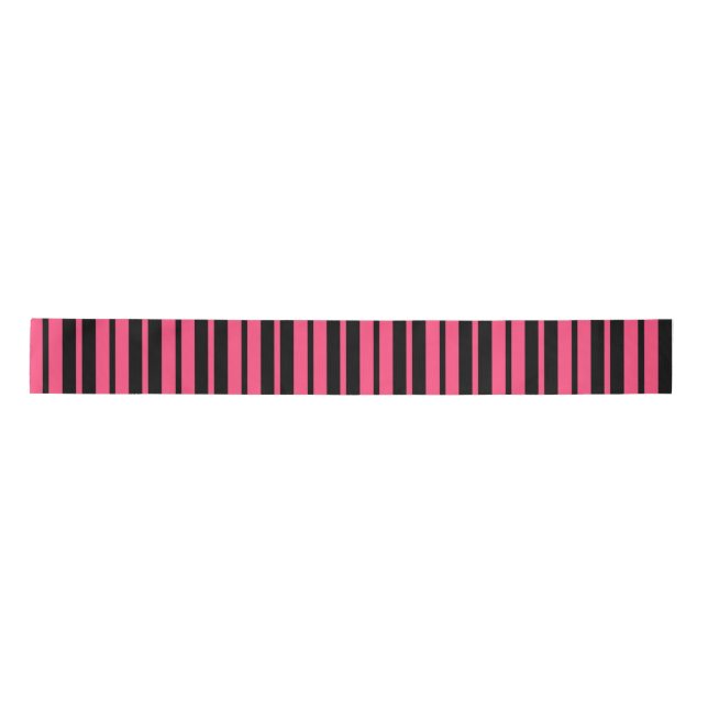 Pink Black Vertical Stripes Design Satinband (Vorderseite)