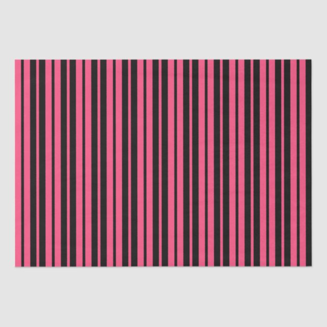 Pink Black Vertical Stripes Design Seidenpapier (Vorderseite)