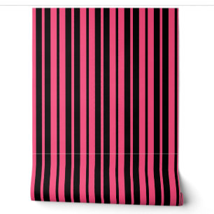 Pink Black Vertical Stripes Muster Tapete