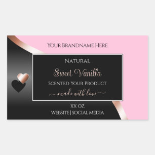 Pink Black Wavy Rose Gold Hearts Étiquettes de pro