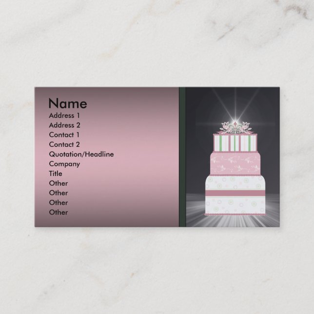 Pink & Black Wedding Cake Business Cards Visitenkarte (Vorderseite)
