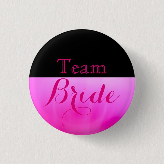 Pink & Black Wedding Team Bridge Button (Vorderseite)