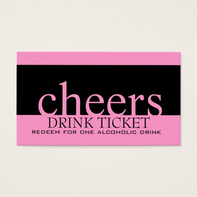 Pink Black Wedk Drink Ticket für Empfang (Vorderseite)