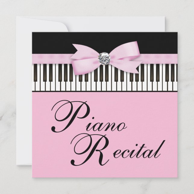 Pink Black & White Piano Keys Einladung zur Erwägu (Vorderseite)