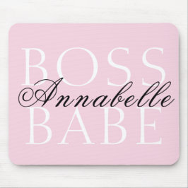 Pink Black White Script Name Boss Babe Mousepad
