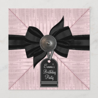 Pink Black Womans Birthday Party Einladung