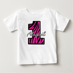 Pink Black Zebra Ein Jahr alt T - Shirt