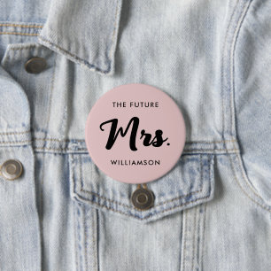 Pink Black Zukunft Frau Nachname heiratet Button