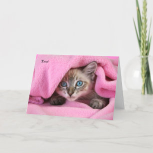 Pink Blankie Denken Sie an Ihre Cat/Kitten-Karte Karte