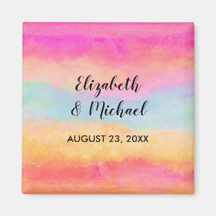 Pink Blau Gelb Regenbogen Abstrakte Streifen Magnet