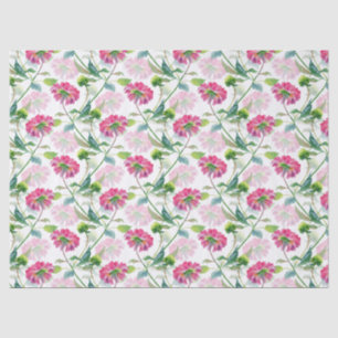 Pink & Blau-grüne Blume Muster Wasserfarben Seidenpapier
